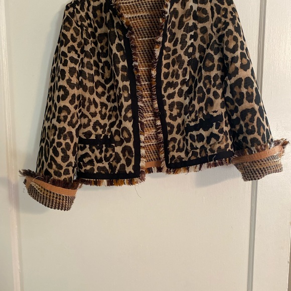Talbots reversible stripped/leopard print dress jacket size 6 - Picture 2 of 5